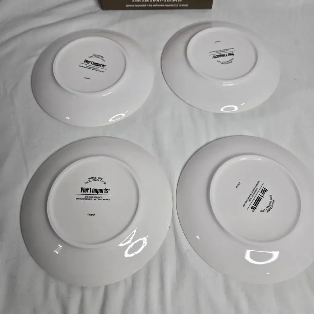 Pier 1 Imports Appetizer Plates Floral Design Ironstone Set of 4 in Box - Picture 8 of 9